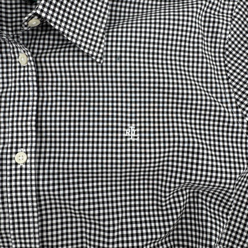 Lauren Ralph Lauren ECU Women Black White Gingham Check Button Down Blouse 1x - Picture 4 of 10